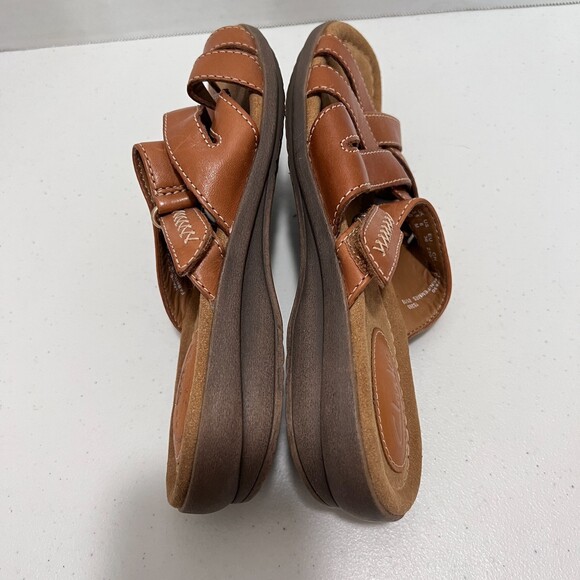 Clarks Reid Newport Women's Cognac Leather Strappy Slide Sandals Size 6 M - Picture 6 of 10
